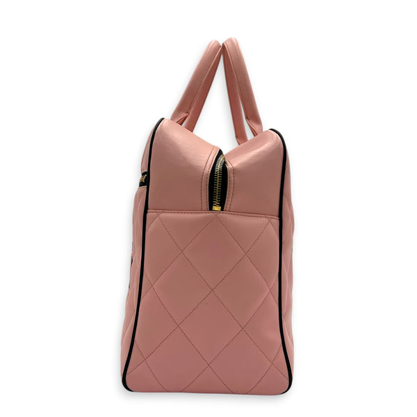 CC Bowling Top Handle Bag Pink in Calfskin, Gold hardware