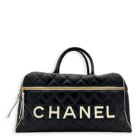 CC Bowling Top Handle Bag Black in Calfskin, Gold hardware