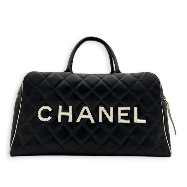 CC Bowling Top Handle Bag Black in Calfskin, Gold hardware