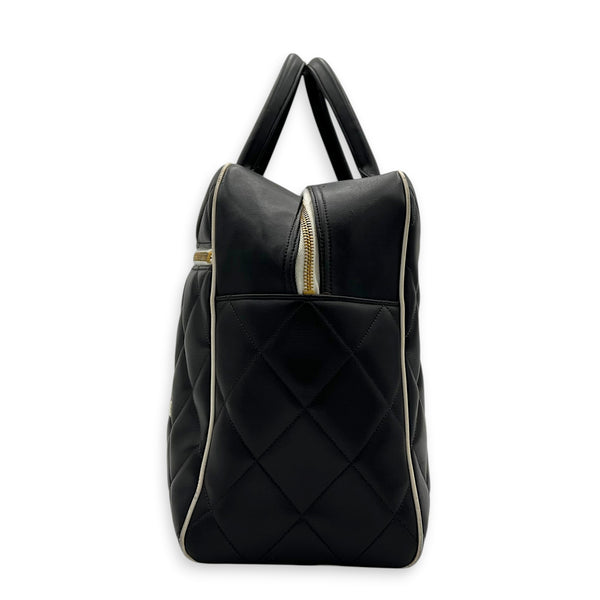 CC Bowling Top Handle Bag Black in Calfskin, Gold hardware