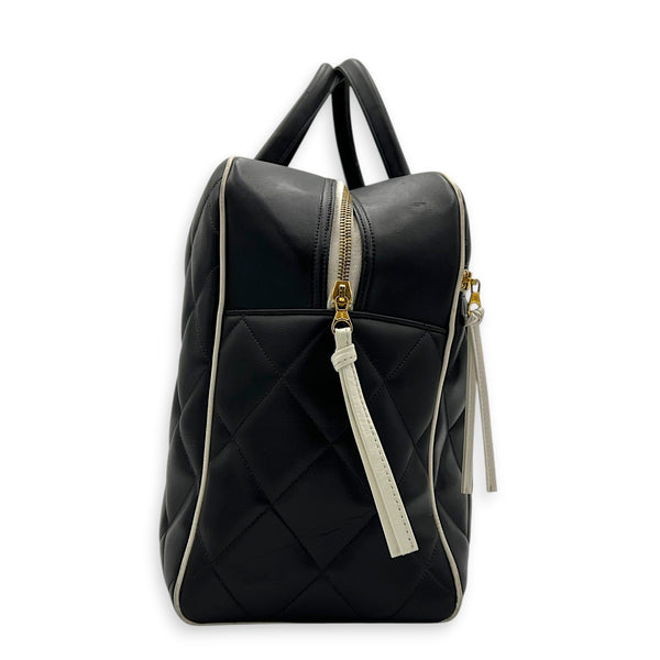 CC Bowling Top Handle Bag Black in Calfskin, Gold hardware