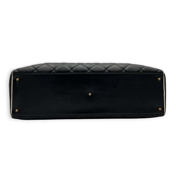 CC Bowling Top Handle Bag Black in Calfskin, Gold hardware