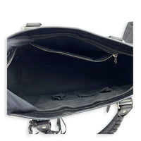 City Top Handle Bag Black in Calfskin, Silver hardware