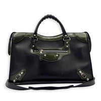 City Top Handle Bag Black in Calfskin, Silver hardware