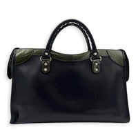 City Top Handle Bag Black in Calfskin, Silver hardware