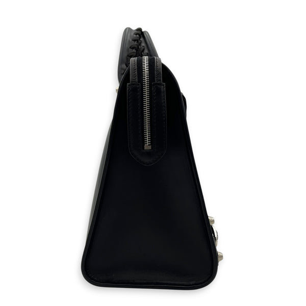 City Top Handle Bag Black in Calfskin, Silver hardware