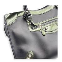 City Top Handle Bag Black in Calfskin, Silver hardware