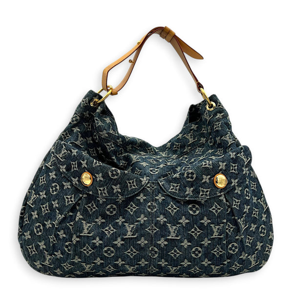 Daily Hobo  Shoulder Bag Blue in Denim, Gold hardware