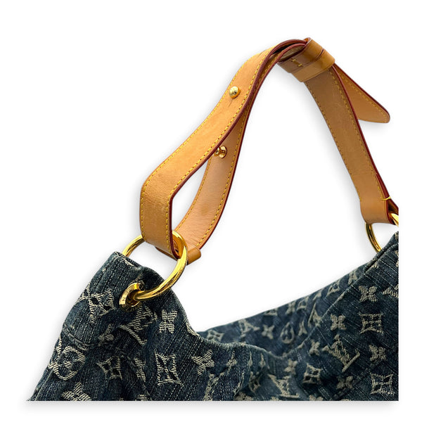 Daily Hobo  Shoulder Bag Blue in Denim, Gold hardware