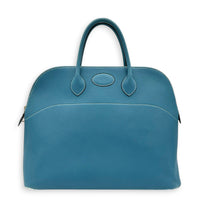 Bolide 45 Blue Jean Top Handle Bag in Clemence, Gold hardware