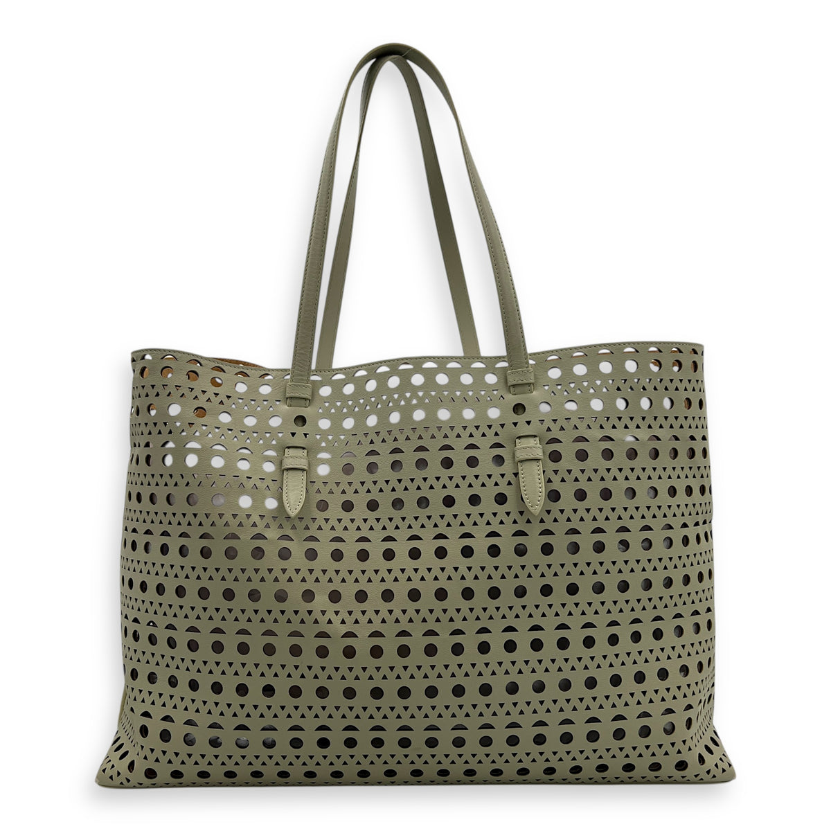 Mina Laser Cut 44 White Top Handle Bag in Calfskin, Silver hardware