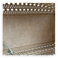 Mina Laser Cut 44 White Top Handle Bag in Calfskin, Silver hardware