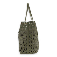 Mina Laser Cut 44 White Top Handle Bag in Calfskin, Silver hardware