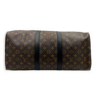 Keepall 45 Brown Top Handle Bag in Monogram Coated Canvas, Silver hardware