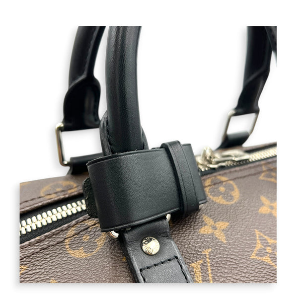 Keepall 45 Brown Top Handle Bag in Monogram Coated Canvas, Silver hardware