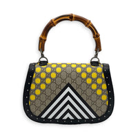 Bamboo Multi-colour Top Handle Bag in Coated Canvas, Gold hardware