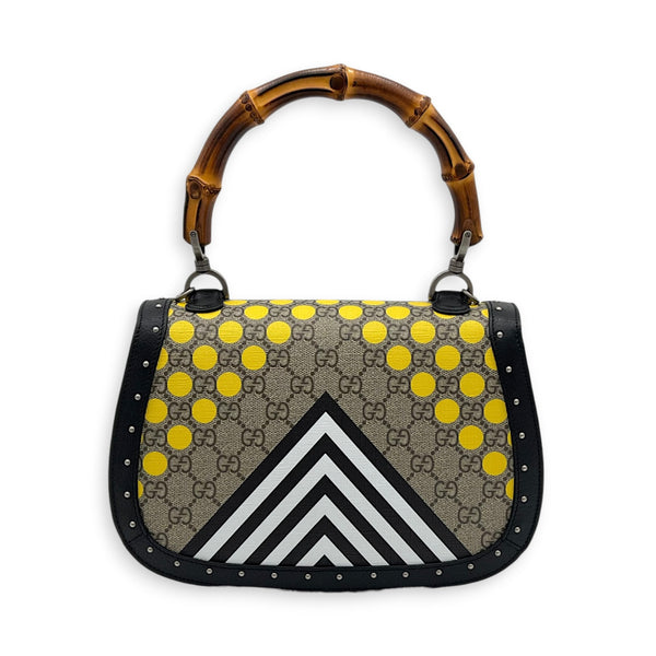 Bamboo Multi-colour Top Handle Bag in Coated Canvas, Gold hardware
