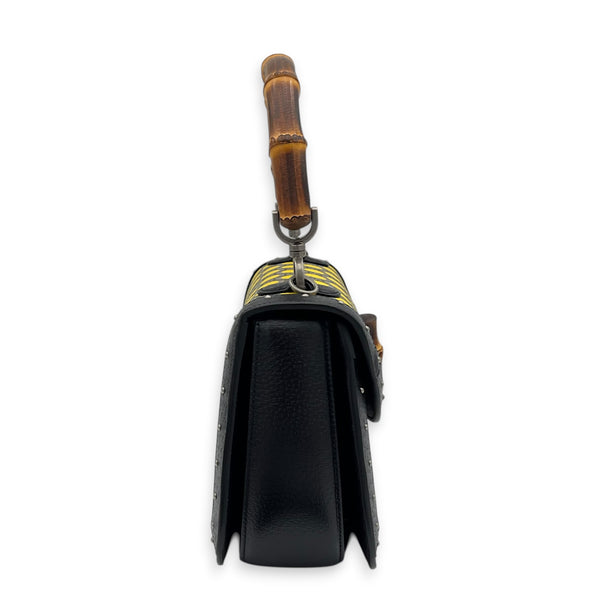 Bamboo Multi-colour Top Handle Bag in Coated Canvas, Gold hardware