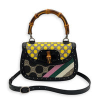 Bamboo Multi-colour Top Handle Bag in Coated Canvas, Gold hardware