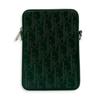 World Tour Oblique Crossbody Bag Green in Calfskin, Silver hardware