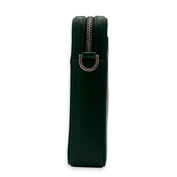 World Tour Oblique Crossbody Bag Green in Calfskin, Silver hardware