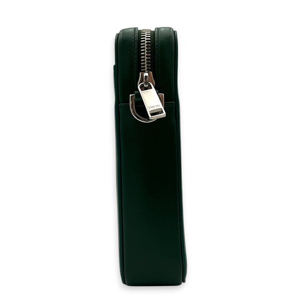 World Tour Oblique Crossbody Bag Green in Calfskin, Silver hardware