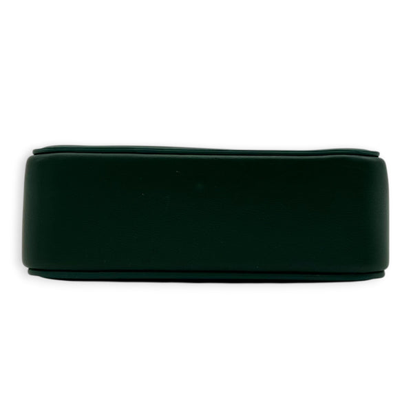 World Tour Oblique Crossbody Bag Green in Calfskin, Silver hardware