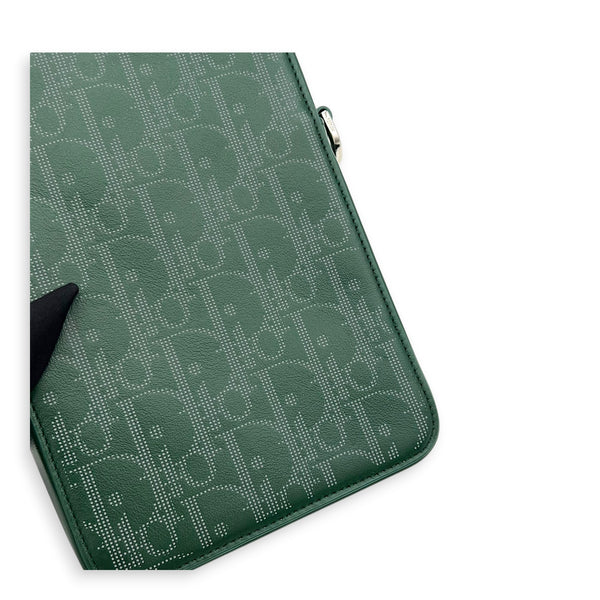 World Tour Oblique Crossbody Bag Green in Calfskin, Silver hardware