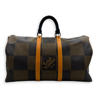 x NIGO Keepall 50 Brown Top Handle Bag in Coated Canvas, Gold hardware