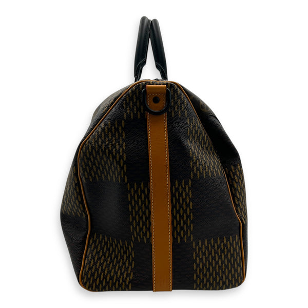 x NIGO Keepall 50 Brown Top Handle Bag in Coated Canvas, Gold hardware