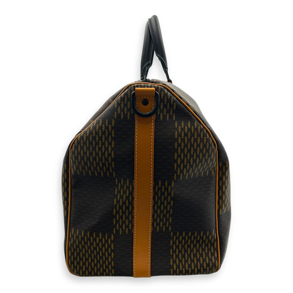 x NIGO Keepall 50 Brown Top Handle Bag in Coated Canvas, Gold hardware