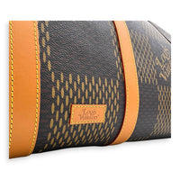 x NIGO Keepall 50 Brown Top Handle Bag in Coated Canvas, Gold hardware