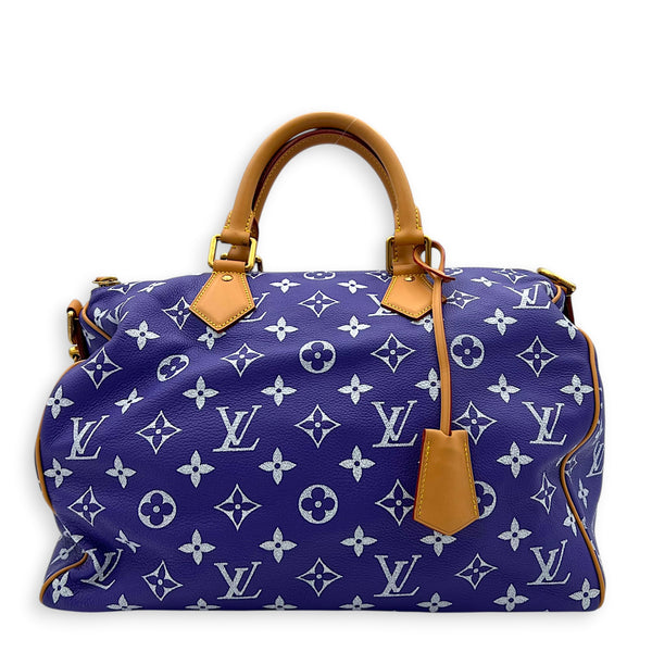 P9 Speedy Bandouliere 40 Purple Top Handle Bag in Taurillon Leather, Gold hardware