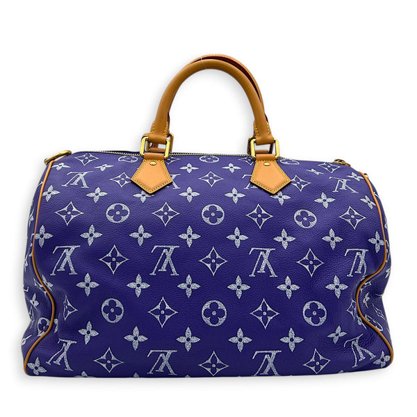 P9 Speedy Bandouliere 40 Purple Top Handle Bag in Taurillon Leather, Gold hardware