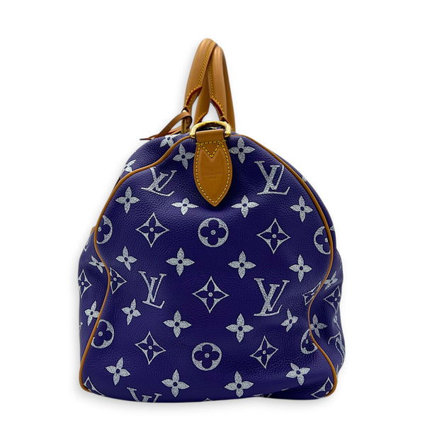 P9 Speedy Bandouliere 40 Purple Top Handle Bag in Taurillon Leather, Gold hardware