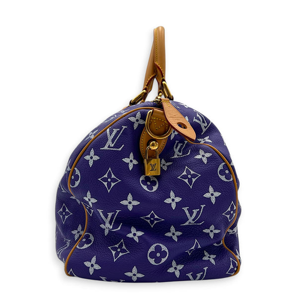 P9 Speedy Bandouliere 40 Purple Top Handle Bag in Taurillon Leather, Gold hardware