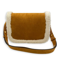Horsebit 1955 Shoulder Bag Brown in Suede Leather, Gold hardware
