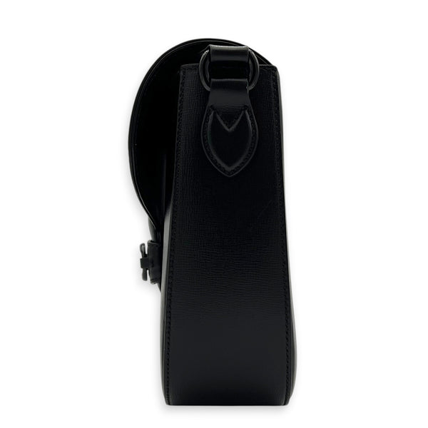 Horsebit 1955 Large Black Shoulder Bag in Calfskin, Black hardware