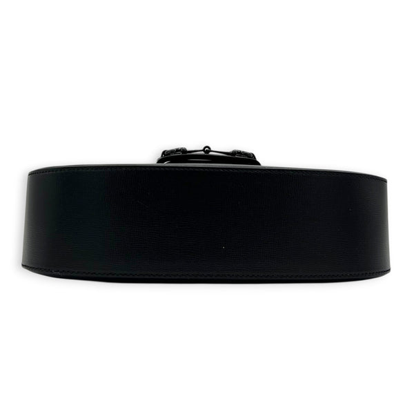Horsebit 1955 Large Black Shoulder Bag in Calfskin, Black hardware