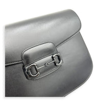 Horsebit 1955 Large Black Shoulder Bag in Calfskin, Black hardware