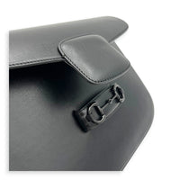 Horsebit 1955 Large Black Shoulder Bag in Calfskin, Black hardware