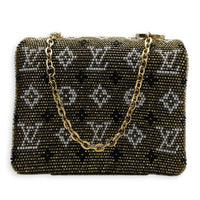 Coussin Green Belt Bag in Glass Beaded, Gold hardware