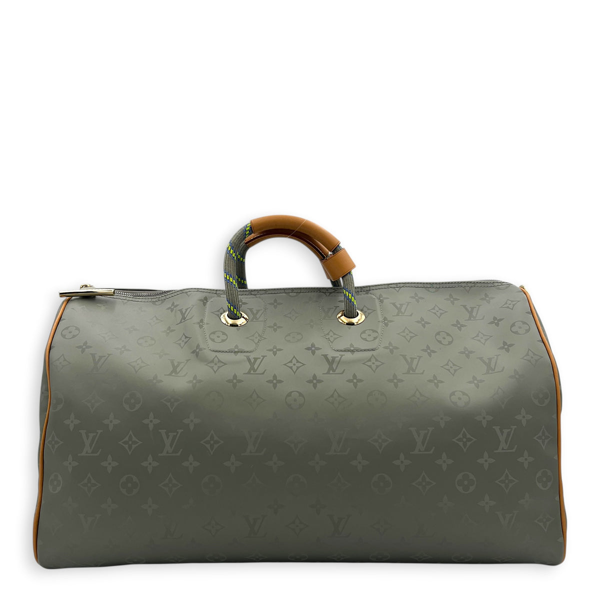 Keepall 50 Titanium Top Handle Bag in Coated Canvas, Silver hardware
