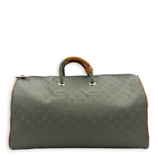 Keepall 50 Titanium Top Handle Bag in Coated Canvas, Silver hardware