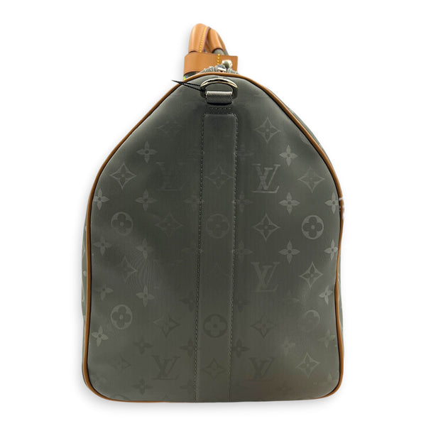 Keepall 50 Titanium Top Handle Bag in Coated Canvas, Silver hardware