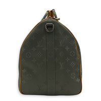 Keepall 50 Titanium Top Handle Bag in Coated Canvas, Silver hardware