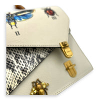 Ottilia Bamboo Top Handle Bag White in Calfskin, Gold hardware