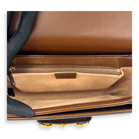 Horsebit 1955 Shoulder Bag Brown in Coated Canvas, Gold hardware
