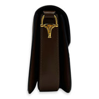 Horsebit 1955 Shoulder Bag Brown in Coated Canvas, Gold hardware