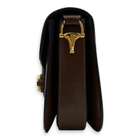 Horsebit 1955 Shoulder Bag Brown in Coated Canvas, Gold hardware